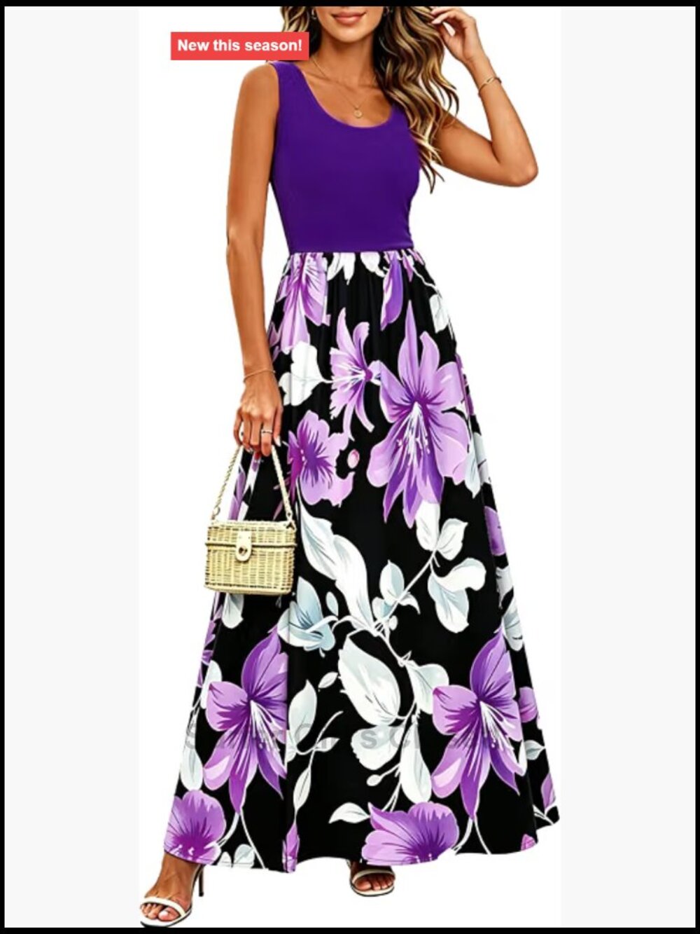Women's Maxi Sleeveless Boho Floral Sun Dress Flowy Casual Beach Vacation